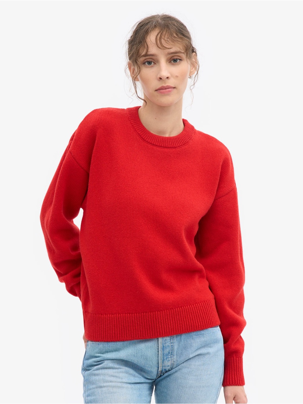 Colorful Standard Oversized Merino Wool Crew Sweater Scarlet Red Size XXS